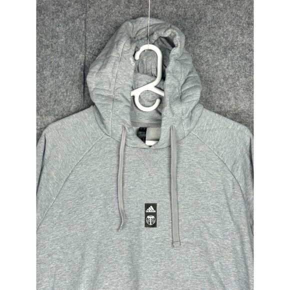 MLS‎ Portland Timbers Adidas Hoodie Mens M Gray Fleece Pullover Soccer - Picture 2 of 11
